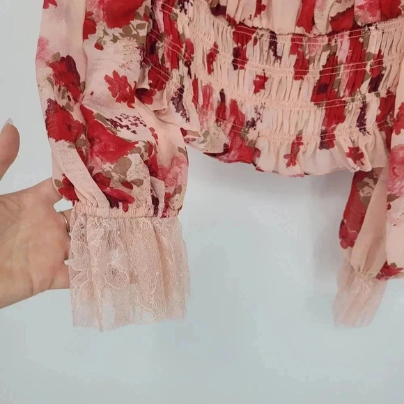 FREE people Daphne Blouse in Romantic floral Combo balloon sleeves Medium - Picture 6 of 10